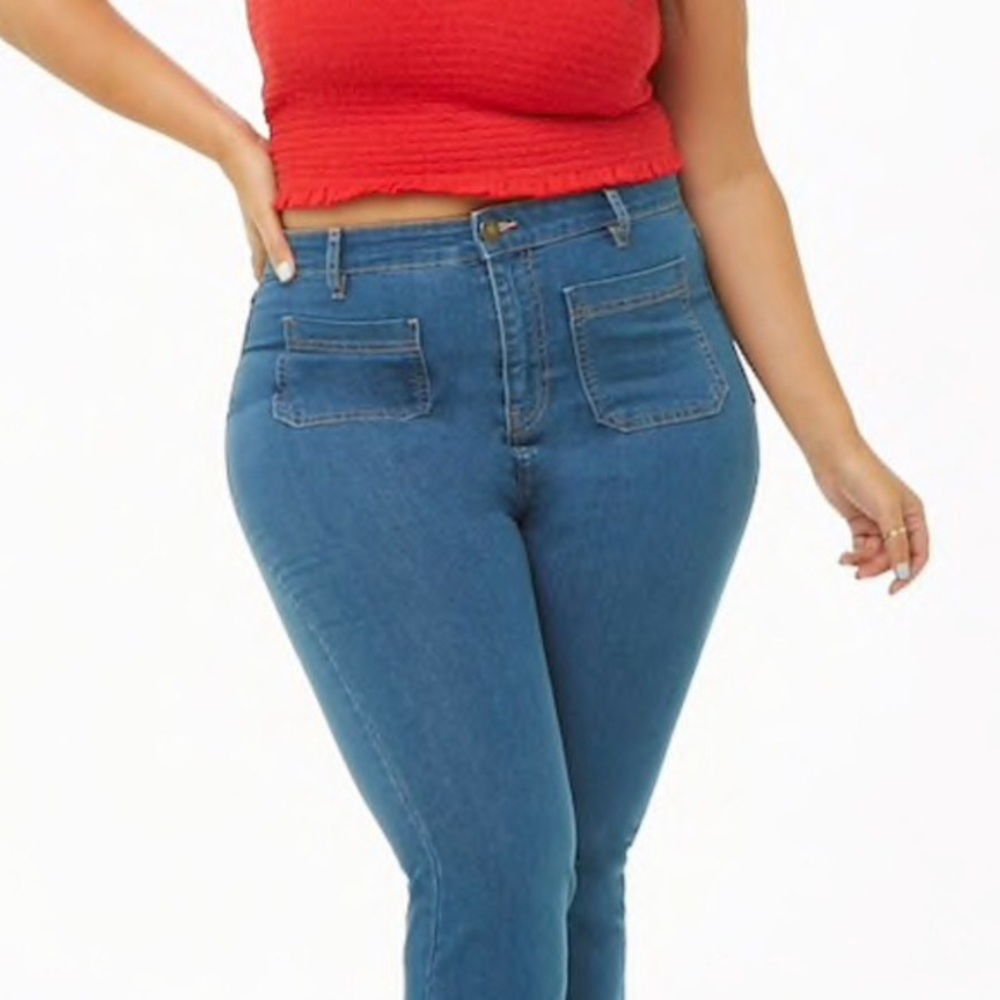 Forever 21 Plus High Rise Wide Leg Rainbow Jeans